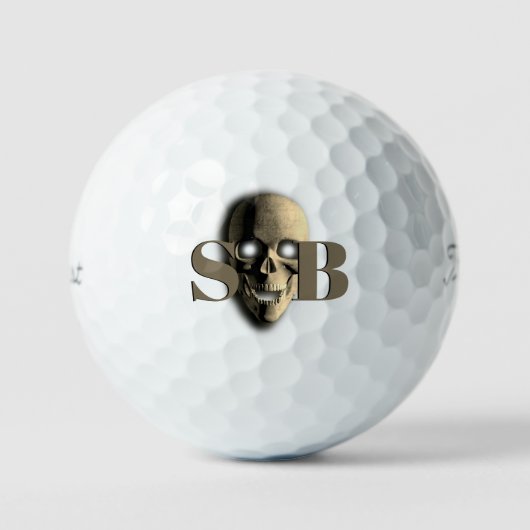 Spooky Skelet Monogrammed Skull Golf Ballen (Voorkant)