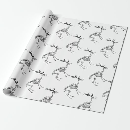 Spooky skelet rendiertekening cadeaupapier (Uitgerold)