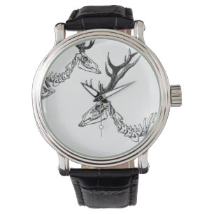 Spooky  skelet rendiertekening horloge