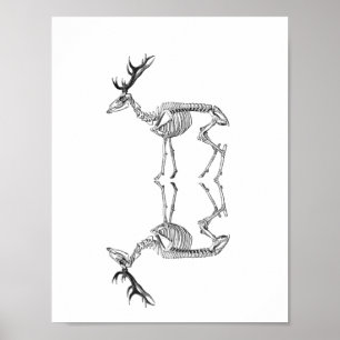 Spooky skelet rendiertekening poster