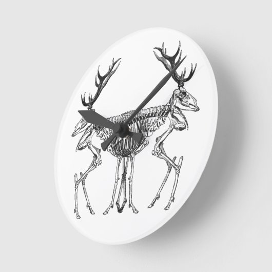 Spooky skelet rendiertekening ronde klok (Hoek)