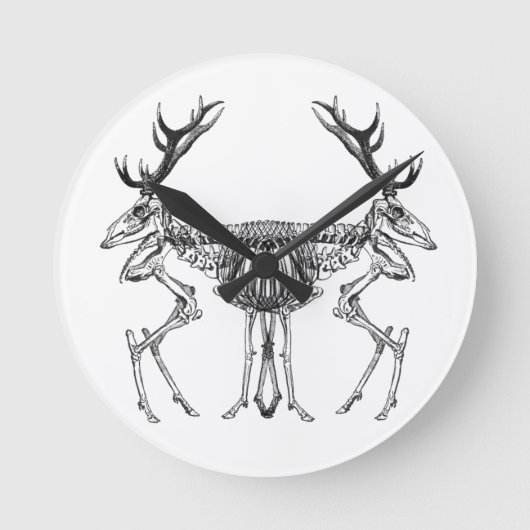 Spooky skelet rendiertekening ronde klok (Voorkant)