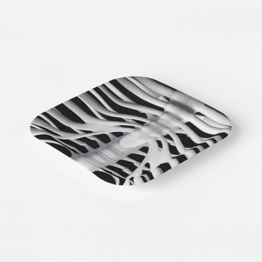 Spooky Skelet Rib Cage Zwart-wit Halloween Papieren Bordje (Gebogen)