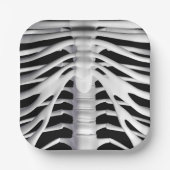 Spooky Skelet Rib Cage Zwart-wit Halloween Papieren Bordje (Voorkant)