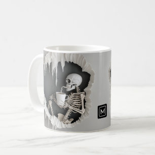 Spooky Skeleton 3D Abstracte Illustratie Halloween Koffiemok