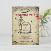  Spooky Skeleton Adult Halloween Party Kaart (Staand voorkant)