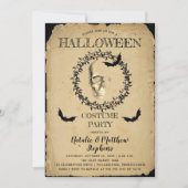 Spooky Skeleton Bat Wreath Halloween Costume Party Kaart (Voorkant)