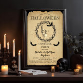 Spooky Skeleton Bat Wreath Halloween Costume Party Kaart