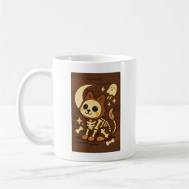 Spooky Skeleton Cat and Ghost Classic Mug, 11 oz Koffiemok