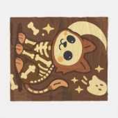 Spooky Skeleton Cat and Ghost Fleece Blanket (Voorkant (Horizontaal))
