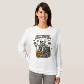 Spooky Skeleton Cat Halloween Vibes T-shirt (Voorkant volledig)