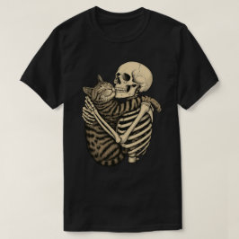 Spooky Skeleton & Cat Hug – griezelig Schattige Ha T-shirt