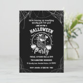 Spooky Skeleton Cocktail Adult Halloween Party Kaart (Staand voorkant)