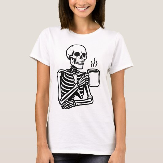 Spooky Skeleton Coffee Cups|Halloween Herfst Graph T-shirt (Voorkant)