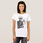 Spooky Skeleton Coffee Cups|Halloween Herfst Graph T-shirt (Voorkant volledig)