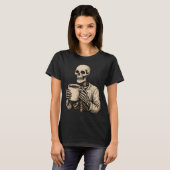 Spooky Skeleton Coffee Cups|Halloween Herfst Graph T-shirt (Voorkant volledig)