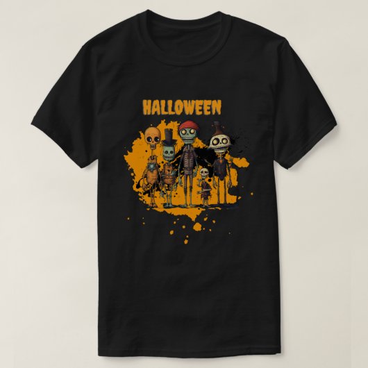 Spooky Skeleton Crew Halloween Party T-shirt (Design voorkant)
