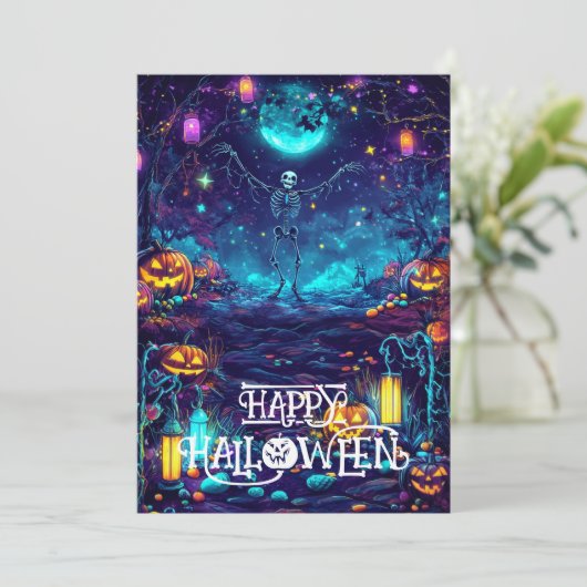 Spooky Skeleton Dance Kaart (Staand voorkant)