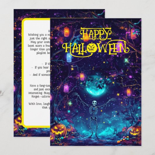 Spooky Skeleton Dance Kaart (Voorkant / Achterkant)