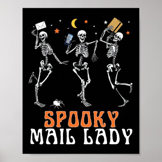 Spooky Skeleton Dancing Mail Lady Postal Worker Ha Poster (Voorkant)