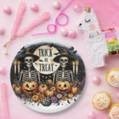 Spooky Skeleton Duo – Trick or Treat Paper Plates Papieren Bordje (Feest)
