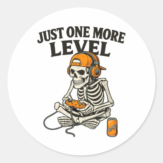 Spooky Skeleton Gaming 2025 Halloween Party Gamers Ronde Sticker (Voorkant)