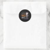 Spooky Skeleton Ghost is het al Halloween Ronde Sticker (Tas)