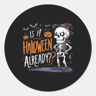 Spooky Skeleton Ghost is het al Halloween Ronde Sticker