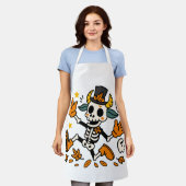 Spooky Skeleton Goat All-Over Print Apron, Medium Schort (Gedragen)