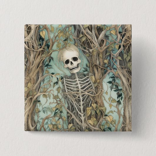 Spooky Skeleton Halloween Button (Voorkant)