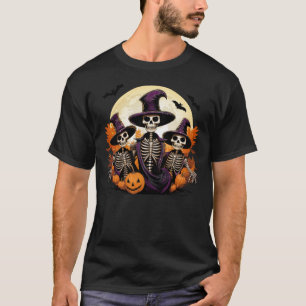Spooky Skeleton Halloween Funny Skull & Pumpkin T-shirt