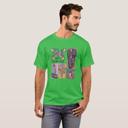 Spooky Skeleton Halloween grappig T-shirt (Voorkant volledig)