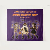 Spooky Skeleton Halloween Party Achtergrond Wandkleed (Voorkant (horizontaal))