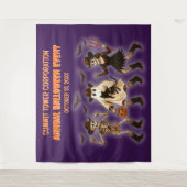 Spooky Skeleton Halloween Party Achtergrond Wandkleed (Voorkant)