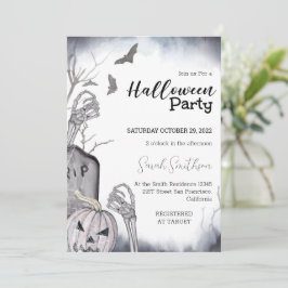 Spooky Skeleton Halloween Party Invitation Kaart