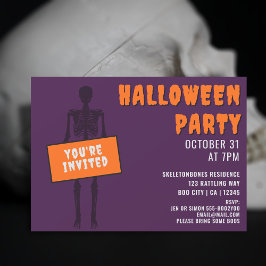 Spooky Skeleton Halloween Party Invitation Kaart