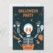 Spooky Skeleton Halloween Party Kaart (Voorkant)