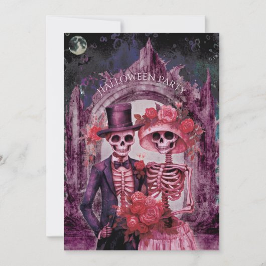 Spooky Skeleton Halloween Party Kaart (Voorkant)