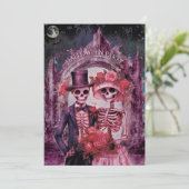 Spooky Skeleton Halloween Party Kaart (Staand voorkant)