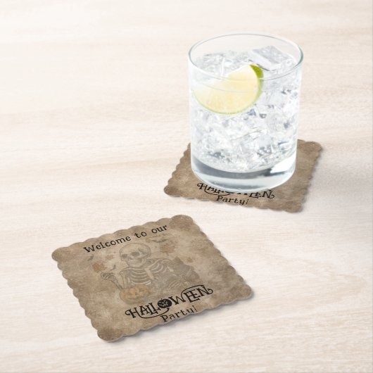 Spooky Skeleton Halloween Party Kartonnen Onderzetters (Insitu)
