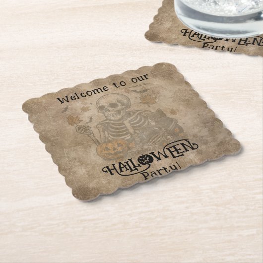 Spooky Skeleton Halloween Party Kartonnen Onderzetters (Gebogen)