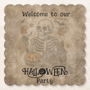 Spooky Skeleton Halloween Party Kartonnen Onderzetters