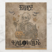 Spooky Skeleton Halloween Party Wijn Etiket (Enkel label)