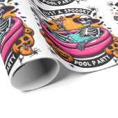 Spooky Skeleton Halloween Pool Party Design! Cadeaupapier (Rol Hoek)