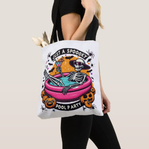 Spooky Skeleton Halloween Pool Party Design! Tote Bag