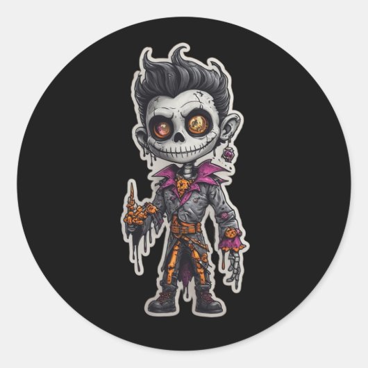 Spooky Skeleton Halloween Sticker | griezelig Scha (Voorkant)