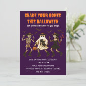 Spooky Skeleton Halloween Uitnodiging (Staand voorkant)