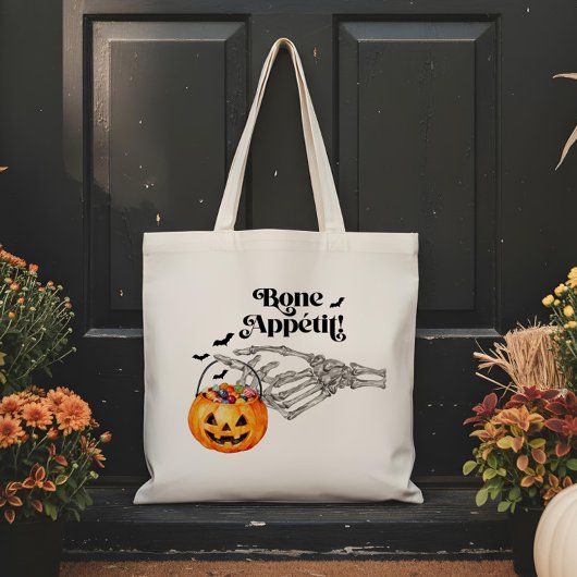 Spooky Skeleton Hand Bone Appétit Trick or treat Tote Bag