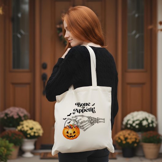 Spooky Skeleton Hand Bone Appétit Trick or treat Tote Bag