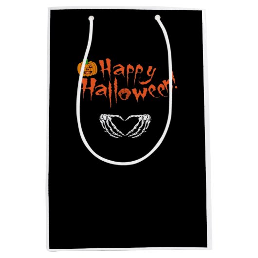 Spooky Skeleton Hands. Fijne Halloween. Medium Cadeauzakje (Voorkant)